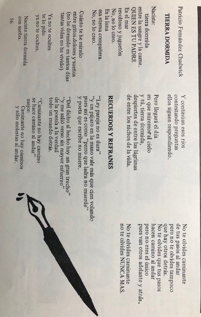 Poema de Patricio en el anuario de 1987.